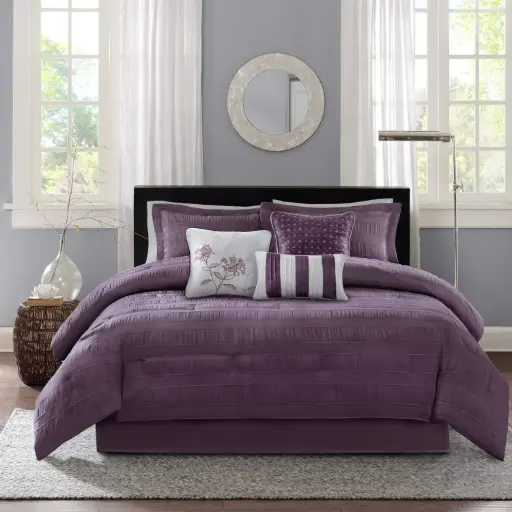 [Madison Park MP10-1027 Hampton Luxe Comforter Set, King, Hampton Plum] Juego De Edredón Madison Park Mp10-1027 Hampton Luxe, Tamaño King, Color Ciruela Hampton | 675716546281 TRG178762734