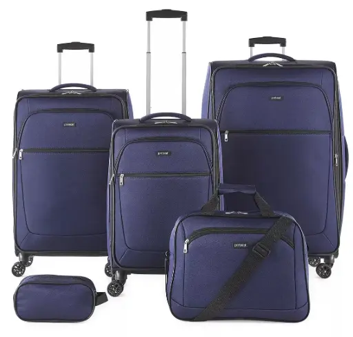 [Protocol Court Softside 5-Pc. Luggage Set, One Size, Blue - 100% Polyester] Juego De Maletas Blandas Protocol Court De 5 Piezas, Azul - 100 % Poliéster | 198272281446 4716460102010