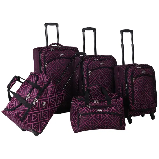[Long Lat Inc. AF 5P Astor Luggage Set Black Purple] Juego De Maletas Long Lat Inc. Af 5P Astor, Color Negro Y Morado | 40413012047 TRG189584058