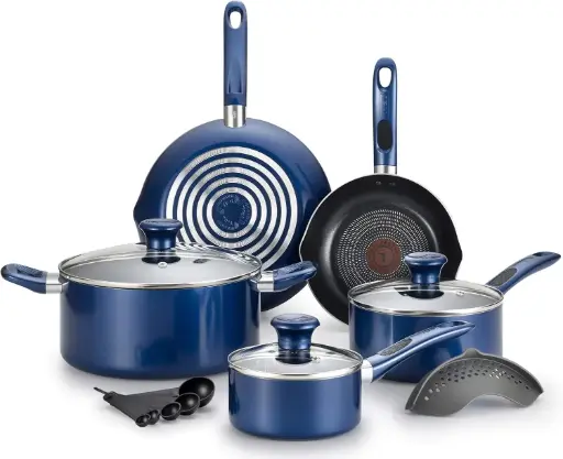 [T-Fal Excite 14-Pc. Aluminum Dishwasher Safe Non-Stick Cookware Set - BLUE ONE SIZE] Juego De Utensilios De Cocina Antiadherentes T-Fal Excite De Aluminio, 14 Piezas, Apto Para Lavavajillas - Azul | 32406062085 TRG187989477