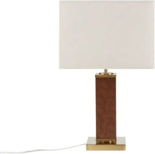 [Martha Stewart Hawley Faux Leather Iron Table Lamp - GOLD BROWN ONE SIZE] Lámpara De Mesa Martha Stewart Hawley De Hierro Y Cuero Sintético - Marrón Dorado | 22164328677 TRG181080735