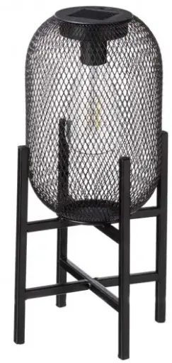 [Glitzhome 14.25" Solar Powered Outdoor Lantern - BLACK ONE SIZE] Linterna Solar Para Exteriores Glitzhome De 36 Cm - Negro | 6941327140366 Dañada