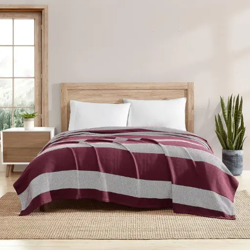 [Eddie Bauer Boylston Stripe Cotton Twill Blanket USHSEE1235782 - DUSTY RED ONE SIZE] Manta De Sarga De Algodón A Rayas Boylston De Eddie Bauer Ushsee1235782 - Rojo Polvorito Talla Única | 883893800403 TRG180117218