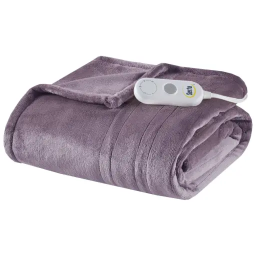 [Serta Plush Heated Lightweight Electric Throw Purple] Manta Eléctrica Ligera Y Calentada De Felpa Serta, Color Morado | 86569472359 TRG176614689
