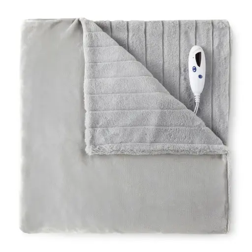 [Biddeford Fur Heated Electric Throws - GRAY PLAID ONE SIZE] Mantas Eléctricas Calefactables Biddeford Fur - Cuadros Grises | 657812176777 TRG178539146