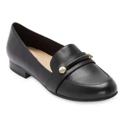 [Liz Claiborne Womens Zaria Round Toe Loafers - BLACK 8 1/2 WIDE] Mocasines De Punta Redonda Zaria Para Mujer De Liz Claiborne - Negro 8 1/2 Ancho | 198272047769 TRG187798478
