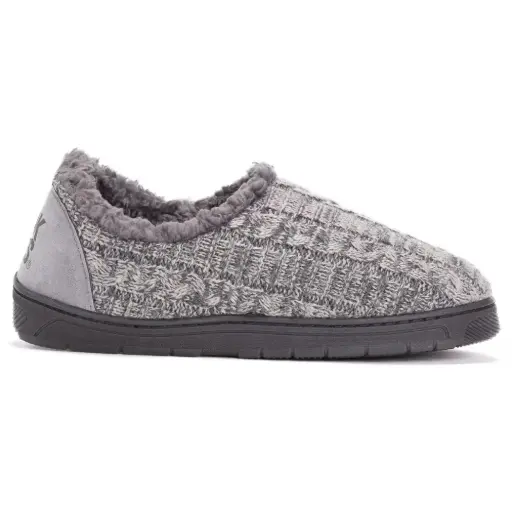 [Muk Luks Mens Slip-On Slippers - Cinder Grey Medium] Pantuflas Muk Luks Para Hombre - Gris Ceniza Mediano | 33977567016 33977567016