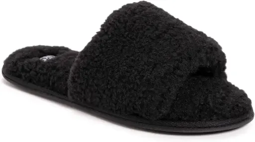 [Muk Luks Womens Slip-On Slippers - EBONY MEDIUM] Pantuflas Muk Luks Para Mujer - Ébano Mediano | TRG189264266