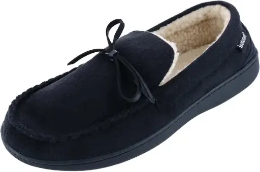 [Isotoner Mens Moccasin Slippers - Black X-Large] Pantuflas Tipo Mocasín Isotoner Para Hombre - Negro, Talla Extragrande | 194194120788 TRG187861167