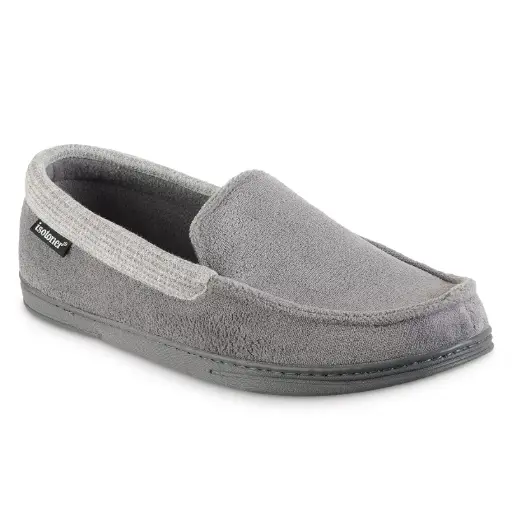 [Isotoner Mens Moccasin Slippers - ASH X-LARGE] Pantuflas Tipo Mocasín Isotoner Para Hombre - Talla Extragrande | 194194259907 TRG188381678