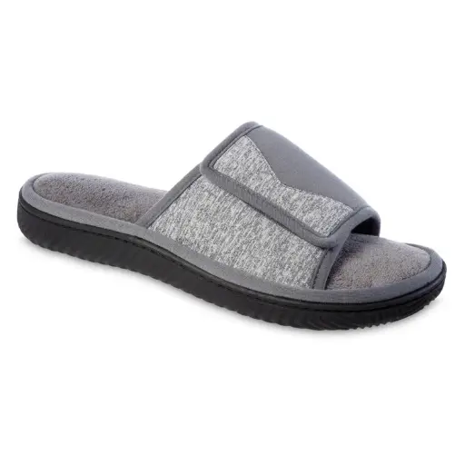 [Isotoner Recycled Sport Miles Knit Slide Mens Moccasin Slippers - ASH LARGE] Pantuflas Tipo Mocasín Isotoner Recycled Sport Miles Knit Slide Para Hombre - Talla Grande Ceniza | 194194309305