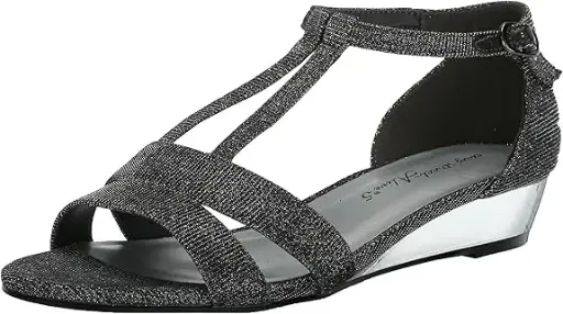 [Easy Street Womens Alora Wedge Sandals - Pewteglitermetalic PEWTE GLITER METALIC 9 MEDIUM] Sandalias De Cuña Alora Para Mujer De Easy Street - Pewteglitermetalic Pewte Gliter Metalic 9 Medium | 196371552269 TRG188383956