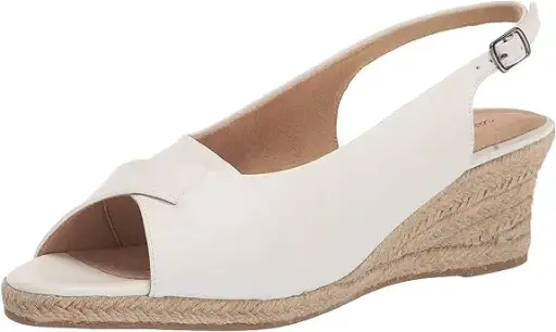 [Easy Street Womens Devlin Wedge Sandals - WHITE 8 1/2 WIDE] Sandalias De Cuña Devlin Para Mujer De Easy Street - Blancas, 8 1/2 Ancho | 196371321087 TRG188552547