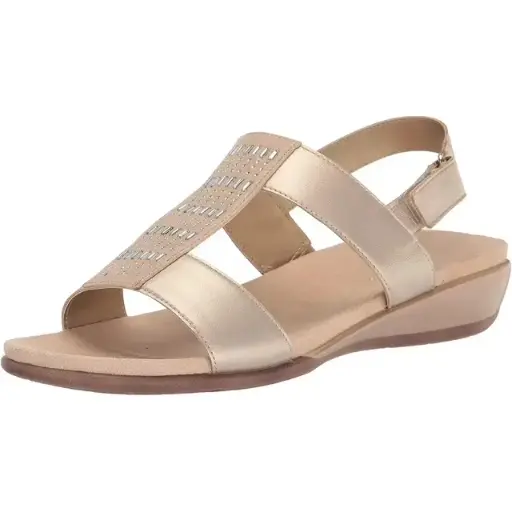 [Easy Spirit Women's Gold Hazel Wedge Sandals, Size: 8 - Open Toe] Sandalias De Cuña Easy Spirit Para Mujer, Color Dorado Avellana, Talla 8, Punta Abierta | 194584671593 TRG188383779