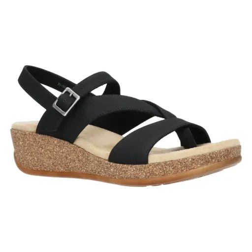 [Easy Street Womens Jubilee Wedge Sandals - BLACK WOVEN 9 MEDIUM] Sandalias De Cuña Jubilee Para Mujer De Easy Street - Negro Tejido 9 Mediano | 196371560004 TRG187600943