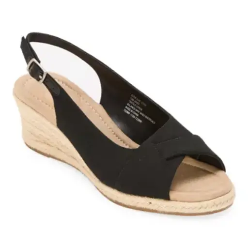 [St. John`S Bay St. John's Bay Womens Lolah Wedge Sandals - BLACK 9 MEDIUM] Sandalias De Cuña Lolah Para Mujer De St. John'S Bay - Negro 9 Mediano | R1N00000081Xy0 TRG187804269