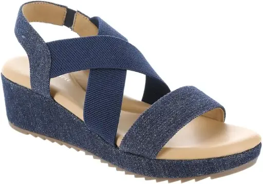 [Easy Spirit Womens Lucille Wedge Sandals - BLUE 6 1/2 MEDIUM] Sandalias De Cuña Lucille Para Mujer De Easy Spirit - Azul, Talla 6 1/2 Mediano | 196825516755 TRG187804485