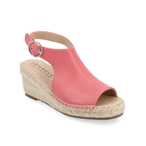 [Journee Collection Womens Crew Wedge Sandals - CORAL 6 WIDE] Sandalias De Cuña Para Mujer De La Colección Journee - Coral 6 Ancho | 194593711143 TRG187603038