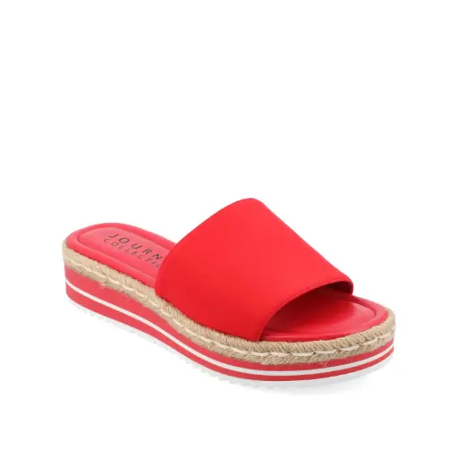 [Journee Collection Womens Rosey Wedge Sandals - RED 6 1/2 MEDIUM] Sandalias De Cuña Rosey Para Mujer De La Colección Journee - Rojo 6 1/2 Mediano | 52574860344 TRG187601054