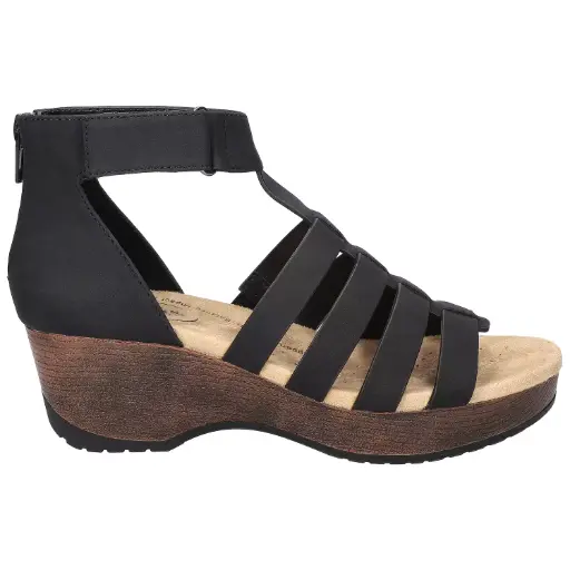 [Easy Works By Easy Street Womens Runa Wedge Sandals - BLACK 5 1/2 MEDIUM] Sandalias De Cuña Runa Para Mujer De Easy Works By Easy Street - Negro 5 1/2 Mediano | 196371497546 TRG187860496