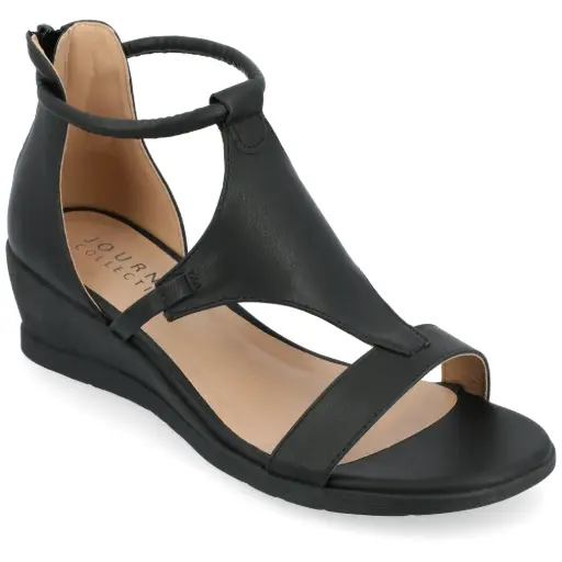 [Journee Collection Womens Trayle Wedge Sandals - BLACK 9 MEDIUM] Sandalias De Cuña Trayle Para Mujer De La Colección Journee - Negro 9 Mediano | 52574564358 TRG188575030