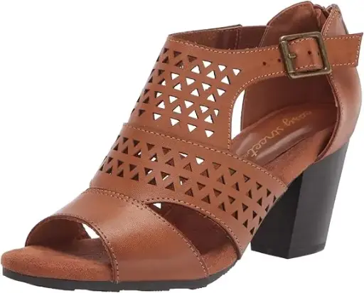 [Easy Street Womens Adara Heeled Sandals - LUGGAGE 7 1/2 WIDE] Sandalias De Tacón Adara Para Mujer De Easy Street - Equipaje 7 1/2 Ancho | TRG187981286