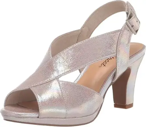 [Easy Street Womens Christy Heeled Sandals - NATURAL IRIDESCENT 10 MEDIUM] Sandalias De Tacón Christy Para Mujer De Easy Street - Iridiscente Natural 10 Mediano | 196371151363 TRG187602207