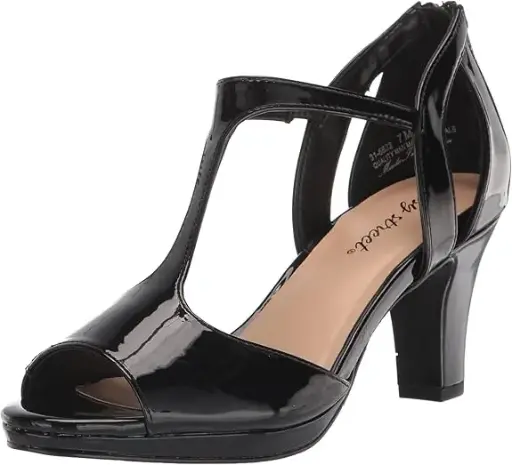 [Easy Street Womens Flash Heeled Sandals - BLACK 10 EXTRA WIDE] Sandalias De Tacón Easy Street Flash Para Mujer - Negro 10 Extra Ancho | 196371316335 TRG187797295