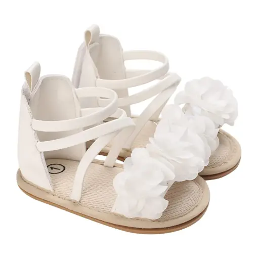 [Stepping Stone Infant Girls Strap Sandals - WHITE 3-6 MONTHS] Sandalias De Tiras Stepping Stone Para Niñas - Blancas 3-6 Meses |