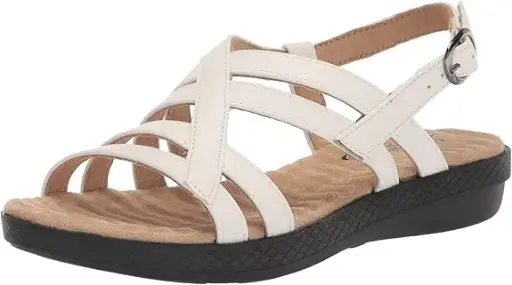 [Easy Street Womens Lobo Strap Sandals - WHITE 6 1/2 WIDE] Sandalias Easy Street Con Tiras Cruzadas Para Mujer - Blancas, 18 Cm De Ancho | 196371259915 TRG187860772