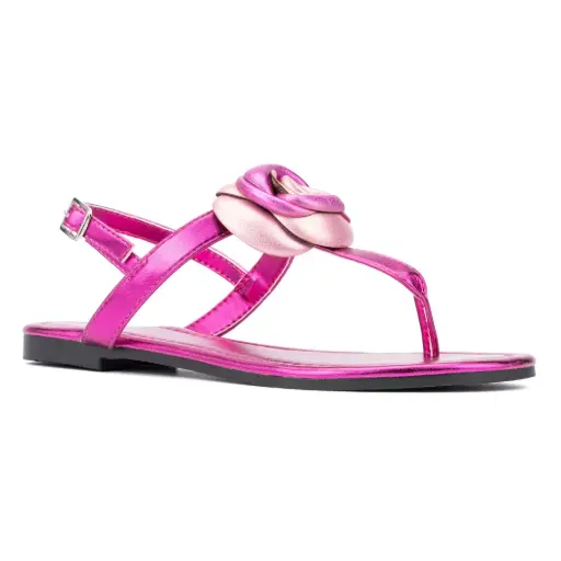[New York & Company Womens Rosette Flat Sandals - PASTEL PINK 7 1/2 MEDIUM] Sandalias Planas Con Roseta Para Mujer De New York & Company - Rosa Pastel 7 1/2 Mediano | 193871708349 TRG188371845