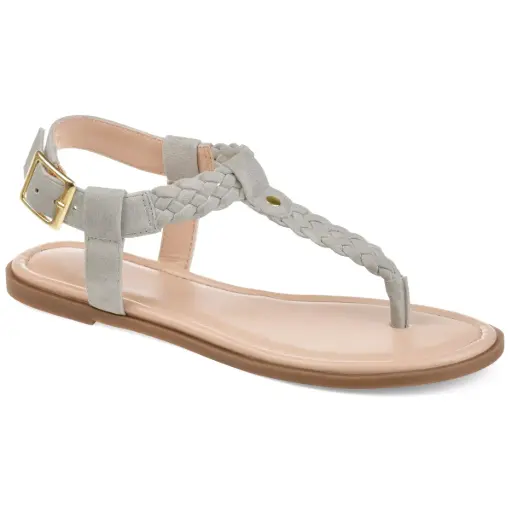 [Journee Collection Womens Genevive Ankle Strap Flat Sandals - GRAY 12 MEDIUM] Sandalias Planas Con Tira Al Tobillo Genevive Para Mujer De La Colección Journee - Gris 12 Mediano | 52574610109 TRG187602164