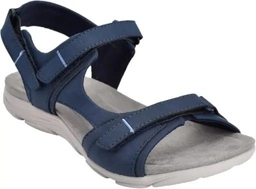 [Easy Spirit Womens Lake3 Adjustable Strap Flat Sandals - DRESS BLUE 9 MEDIUM] Sandalias Planas Con Tiras Ajustables Easy Spirit Lake3 Para Mujer - Azul Marino Talla 9 Mediana | TRG192761092