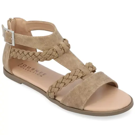 [Journee Collection Womens Florence Flat Sandals - BROWN 12 MEDIUM] Sandalias Planas Florence Para Mujer De La Colección Journee - Marrón 12 Mediano | 52574595390 TRG187860999