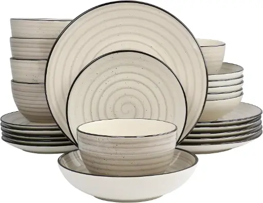 [Elama 24-Pc. Stoneware Dinnerware Set 975120128M - WHITE ONE SIZE] Vajilla De Gres Elama De 24 Piezas 975120128M - Blanco | 840191206702 TRG190754352