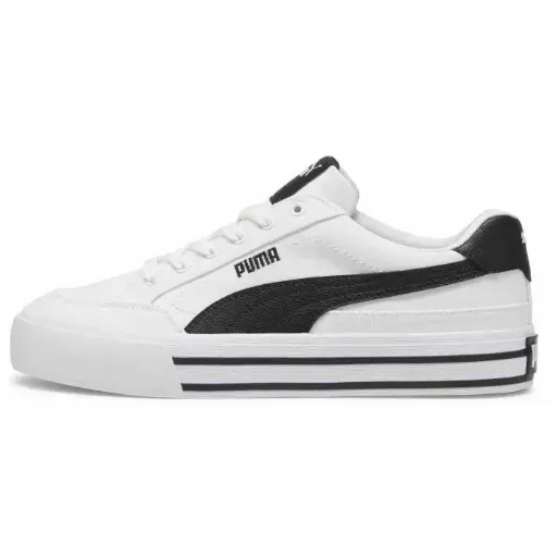 [Puma Court Classic Vulc Fs Mens Sneakers - WHITE BLACK 8 1/2 MEDIUM] Zapatillas Puma Court Classic Vulc Fs Para Hombre - Blanco Negro 8 1/2 Mediano |