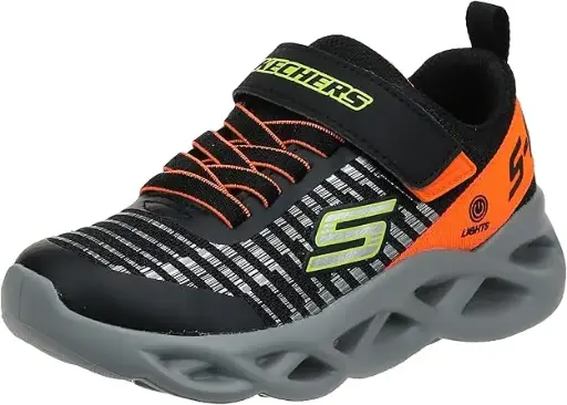 [Skechers Twisty Brights Little Boys Sneakers - BLACK ORANGE 12 MEDIUM] Zapatillas Skechers Twisty Brights Para Niños Pequeños - Negro Naranja 12 Mediano | 195969741344 TRG187600769