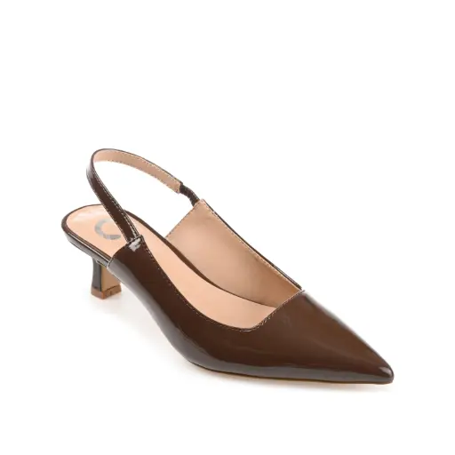 [Journee Collection Womens Paulina-Wd Pointed Toe Kitten Heel Pumps Wide Width - PATENT BROWN 6 WIDE] Zapatos De Salón Paulina-Wd De Journee Collection Para Mujer, Con Punta Puntiaguda Y Tacón Bajo, Ancho Amplio - Marrón Charol, 6 De Ancho | 194593683594 TRG187798439