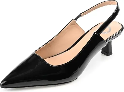[Journee Collection Womens Paulina-Wd Pointed Toe Kitten Heel Pumps Wide Width - PATENT BLACK 6 WIDE] Zapatos De Salón Paulina-Wd De Journee Collection Para Mujer, Con Punta Puntiaguda Y Tacón Bajo, Ancho Ancho - Negro Charol, 6 De Ancho | 194593683471 TRG187862620