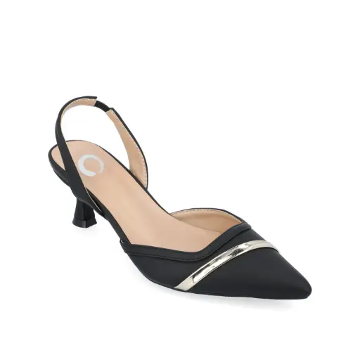 [Journee Collection Womens Nellia Pointed Toe Kitten Heel Pumps - Black Pu 6 1/2 Medium] Zapatos De Tacón Alto Nellia De Punta Puntiaguda Para Mujer De La Colección Journee - Negro Pu, 6 1/2 M | TRG185044197