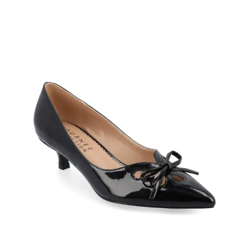 [Journee Collection Womens Lutana Slip-on Pointed Toe Kitten Heel Pumps - Black 6 1/2 Medium] Zapatos De Tacón Bajo Con Punta Puntiaguda Lutana De Journee Collection Para Mujer - Negro, Talla 6 1/2 M | TRG191580568