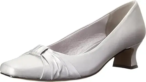 [Easy Street Womens Waive Kitten Heel Pumps - SLVR SATIN 6 1/2 MEDIUM] Zapatos De Tacón Bajo Easy Street Para Mujer - Slvr Satin 6 1/2 Mediano | TRG192807459