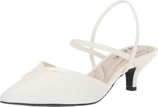 [Easy Street Womens Unna Pointed Toe Kitten Heel Pumps - WHITE 7 WIDE] Zapatos De Tacón Bajo Easy Street Unna Para Mujer, Con Punta Puntiaguda, Color Blanco, 7 De Ancho | 196371186853 TRG188575258