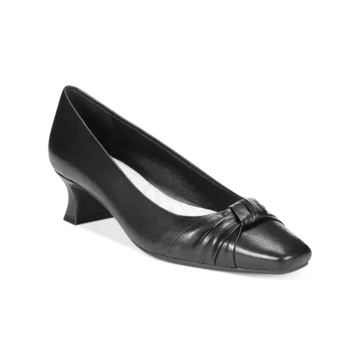 [Easy Street Womens Waive Kitten Heel Pumps - BLACK PATENT 6 1/2 EXTRA WIDE] Zapatos De Tacón Bajo Para Mujer Easy Street Waive - Charol Negro, 6 1/2 Extra Anchos | TRG192763190