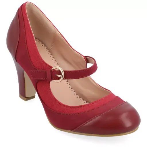 [Journee Collection Womens Siri Cone Heel Pumps - WINE 8 1/2 WIDE] Zapatos De Tacón Cónico Siri Para Mujer De La Colección Journee - Vino, 8 1/2 De Ancho |