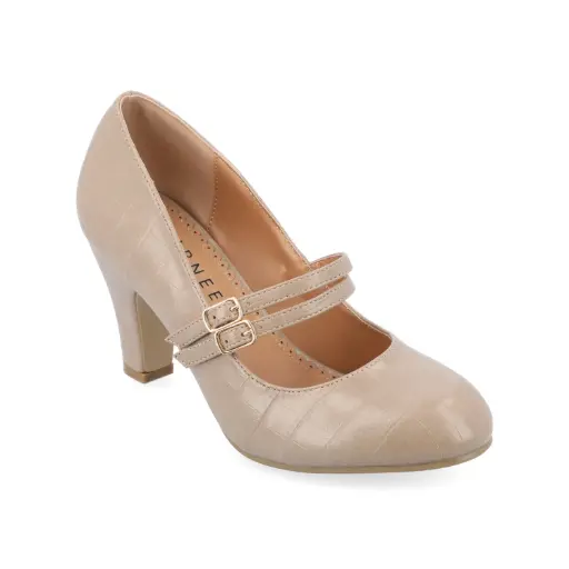 [Journee Collection Womens Windy Cone Heel Pumps - TAUPE 6 MEDIUM] Zapatos De Tacón Cónico Windy Para Mujer De La Colección Journee - Gris Topo 6 Mediano | TRG185052409