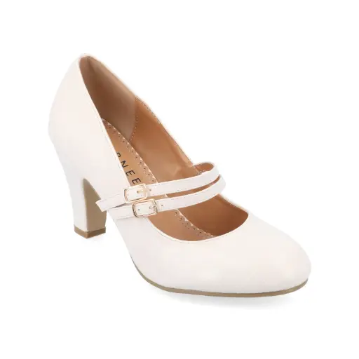 [Journee Collection Womens Windy Cone Heel Pumps - IVORY 8 1/2 WIDE] Zapatos De Tacón Cónico Windy Para Mujer De La Colección Journee - Marfil 8 1/2 Ancho | TRG185045512