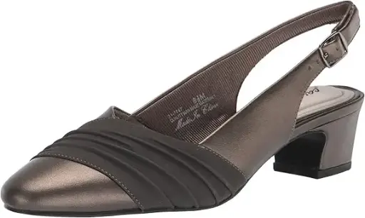 [Easy Street Womens Bates Block Heel Pumps - Pewter GRAY 7 WIDE] Zapatos De Tacón Cuadrado Bates Para Mujer De Easy Street - Gris Peltre, 7 De Ancho | TRG191575758