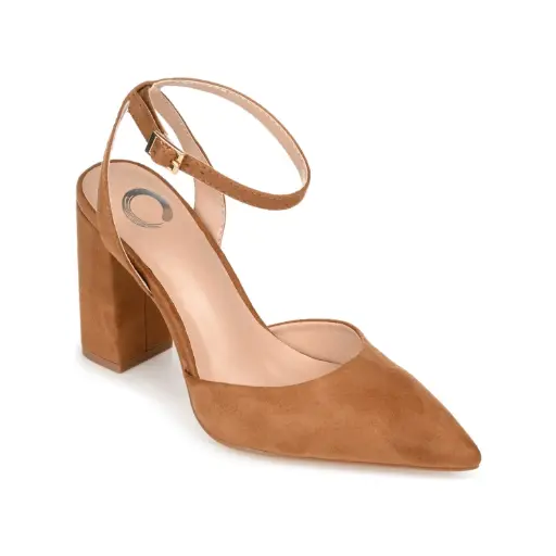 [Journee Collection Womens Tyyra Pointed Toe Block Heel Pumps - Tan 8 Medium] Zapatos De Tacón Cuadrado Con Punta Puntiaguda Tyyra De Journee Collection Para Mujer - Bronceado 8 Mediano | TRG185045520