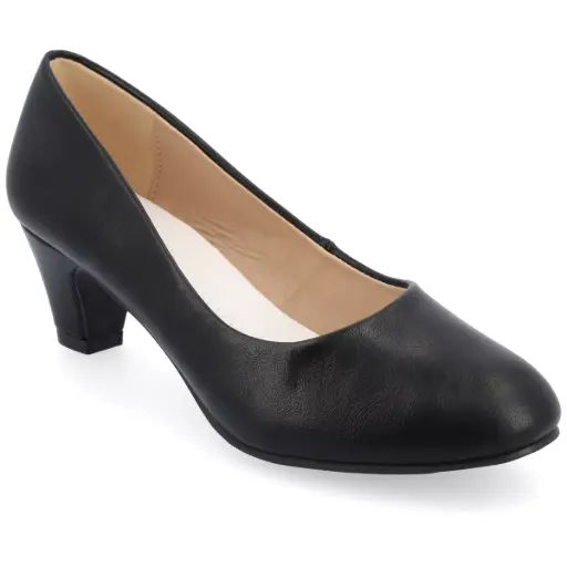 [Journee Collection Womens Luu Block Heel Pumps - BLACK 6 1/2 WIDE] Zapatos De Tacón Cuadrado Luu Para Mujer De La Colección Journee - Negro, 6 1/2 Ancho | TRG185041074